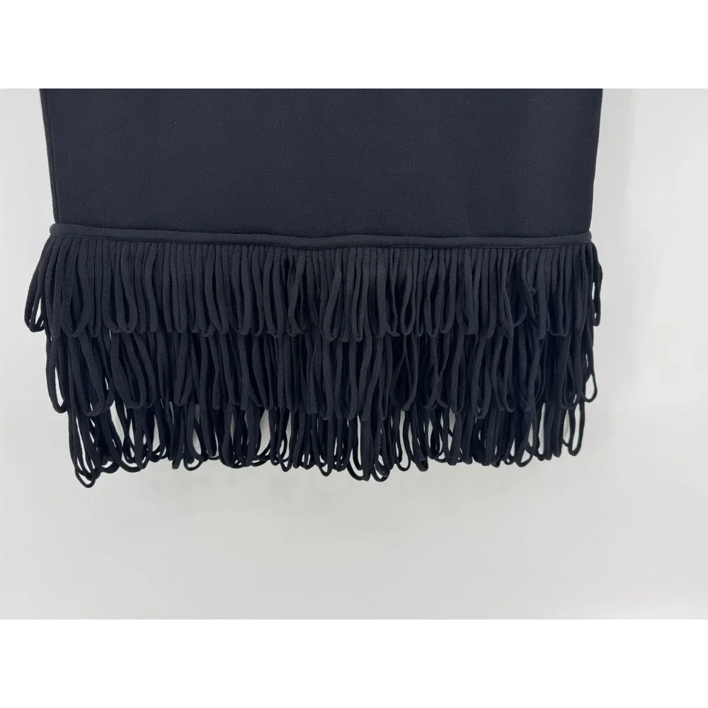 White House Black Market Sweater Fringe Midi Skirt Size XS NWT Fringe Hem Pencil